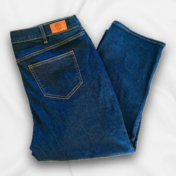 Lands End Hi-Rise Dark Wash Cropped Jeans - 20W - Plus Size, Casualcore, Preppy - Picture 1 of 8